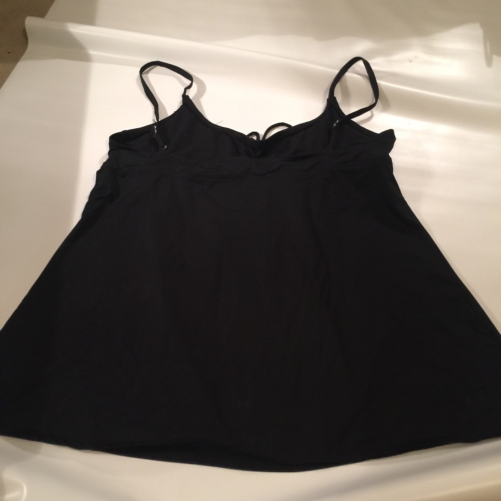 🐚🖤🐠🗿Catalina black tank tunic swim top w gold - Picture 2 of 5